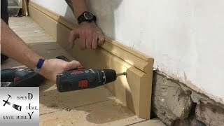 How to attach skirting boards, baseboards to solid walls