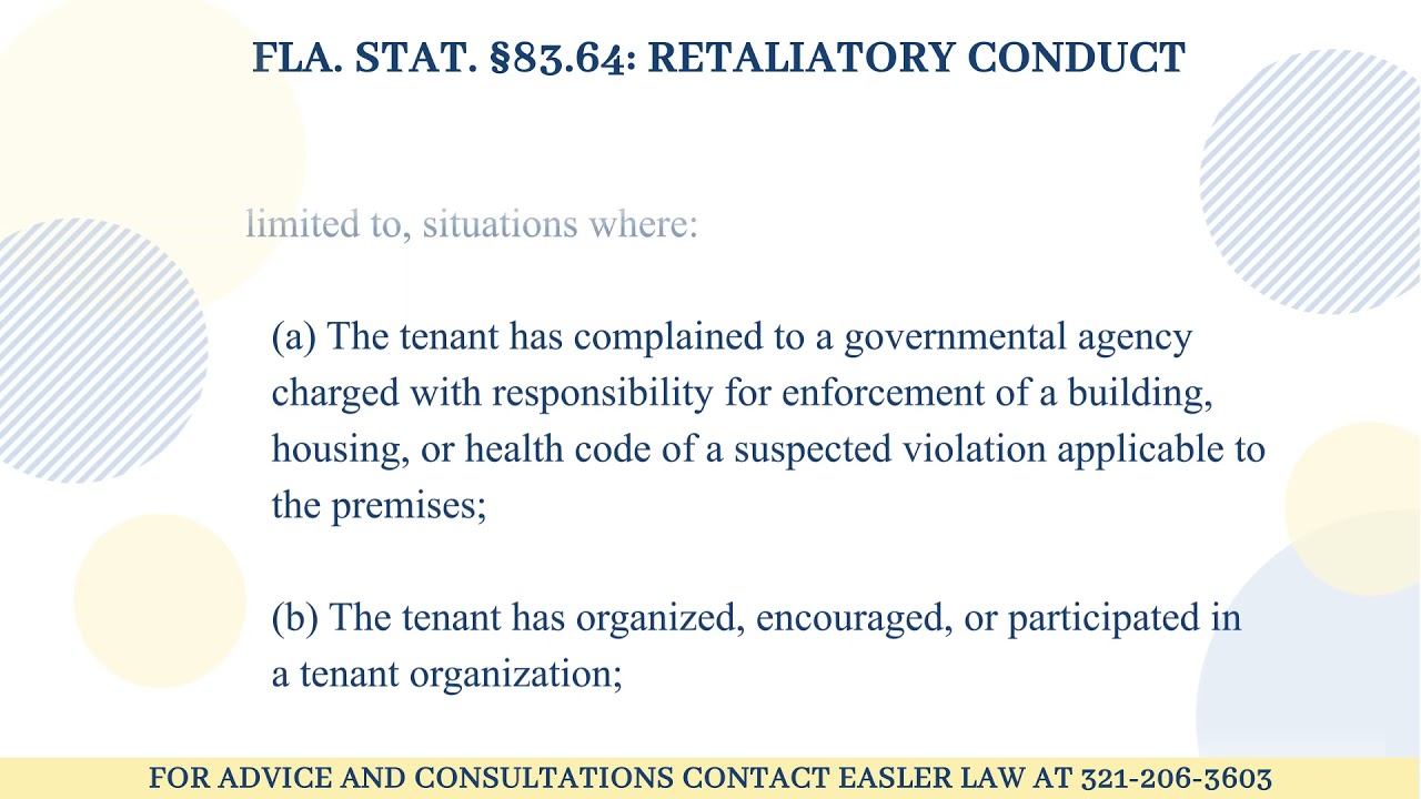 Florida Statute §83.64 - Retaliatory Conduct