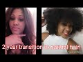 2 Years Post Relaxer !! Transitioning to natural 4c hair !!