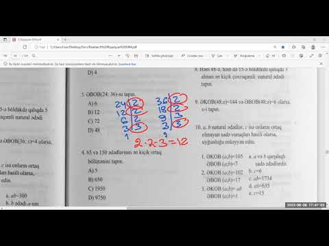 6-ci sinif DİM səhifə  158, 159, 160, 161 Ən böyük ortaq bölən və ən kiçik ortaq bölünən