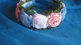 Канзаши мастер-класс Ободок с розами Канзаши. DIY Канзаши мастер-класс Ободок с розами Канзаши. DIY