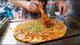 Massive Crispy Saucy Pancake Sizzling in China! Street Food Mastery