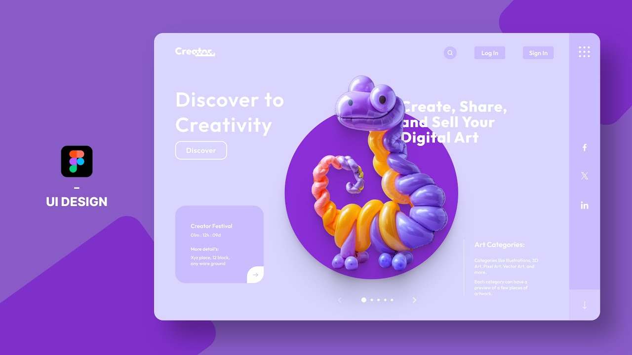 Digital Art Creator Website UI Design in Figma: Interactive UX Tutorial ...