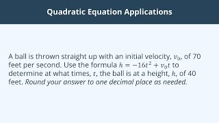 Quadratic Equation Applications - Velocity