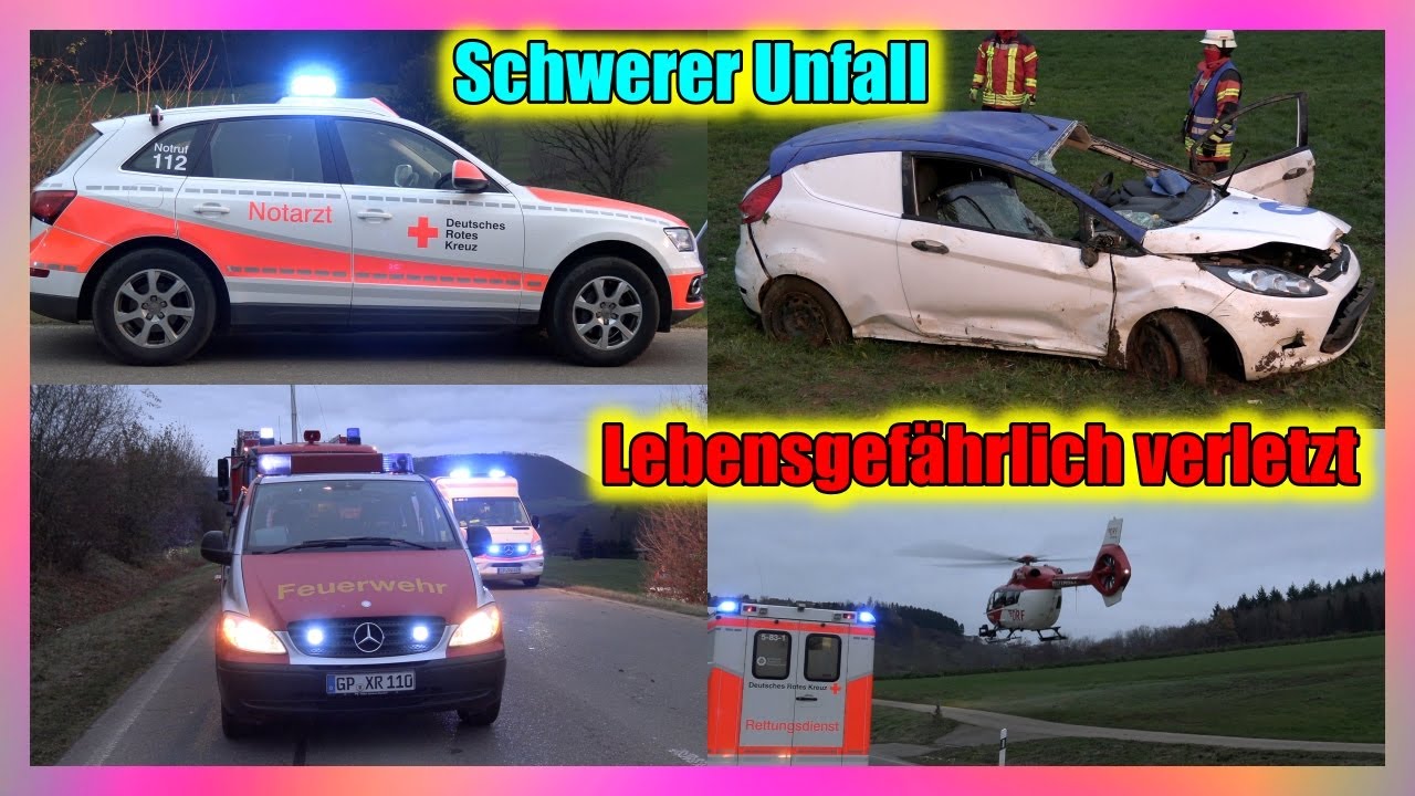 🚓 🚁 🚑 🚒 SCHWERER UNFALL - LEBENSGEFÄHRLICH VERLETZT  [Feuerwehr Donzdorf + Rettungshubschrauber]