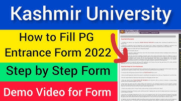 How to Submit Kashmir University PG Entrance Form 2022 || PG & BA LLB || Step by Step || Demo Video