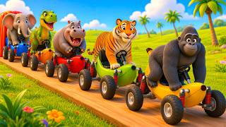 Long Slide Game with Dinosaur Lion Cow Hippopotamus Gorilla 3d Animal Game Funny 3d Animals screenshot 5