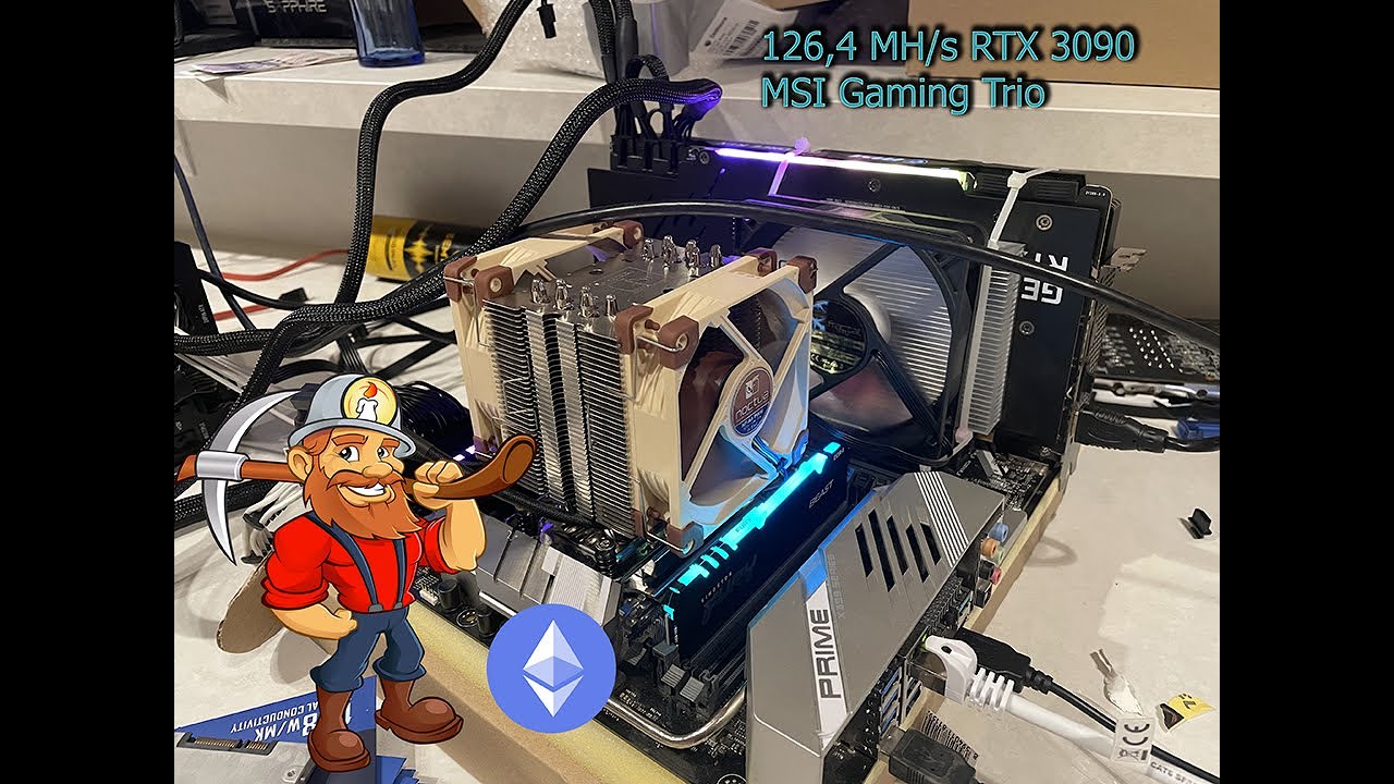 126,4 MH/s RTX 3090 MSI Gaming Trio! Mining ETH Hashrate. Changing thermalpads  + heatsink with fan!