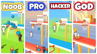 NOOB vs PRO vs HACKER vs GOD in Basket Dash screenshot 2