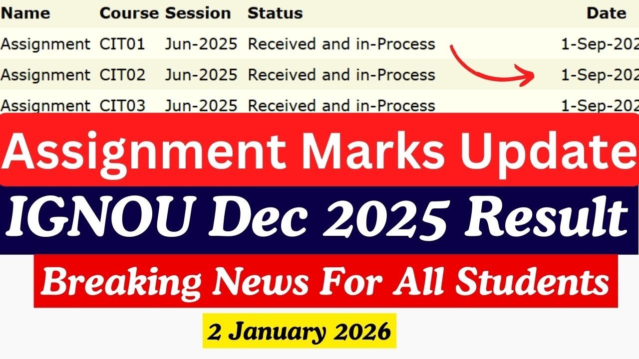 IGNOU December 2025 Assignment Status Update | IGNOU December 2025 Result Update | 