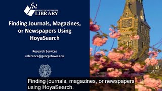 Finding Journals, Magazines, or Newspapers Using HoyaSearch