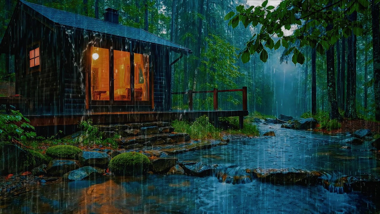 🔴 LIVE Heavy Rain 🌩️ Cozy Balcony Rain Ambience for Deep Sleep and Relaxation ASMR Rain Relaxing
