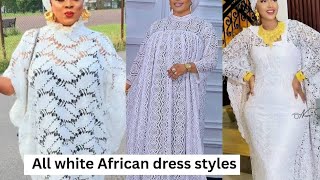 Latest African all white lace dress styles for beautiful ladies/All white party dress styles