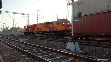 Double Stack Container Train in High Rise OHE section with WDG 4G