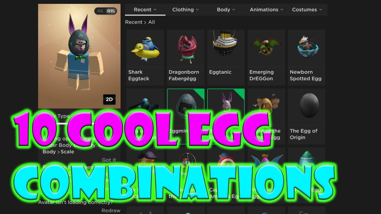 10 Egg Hat Combinations That Look Sick On Your Avatar Egg Hunt 2019 Youtube - roblox avatar combos