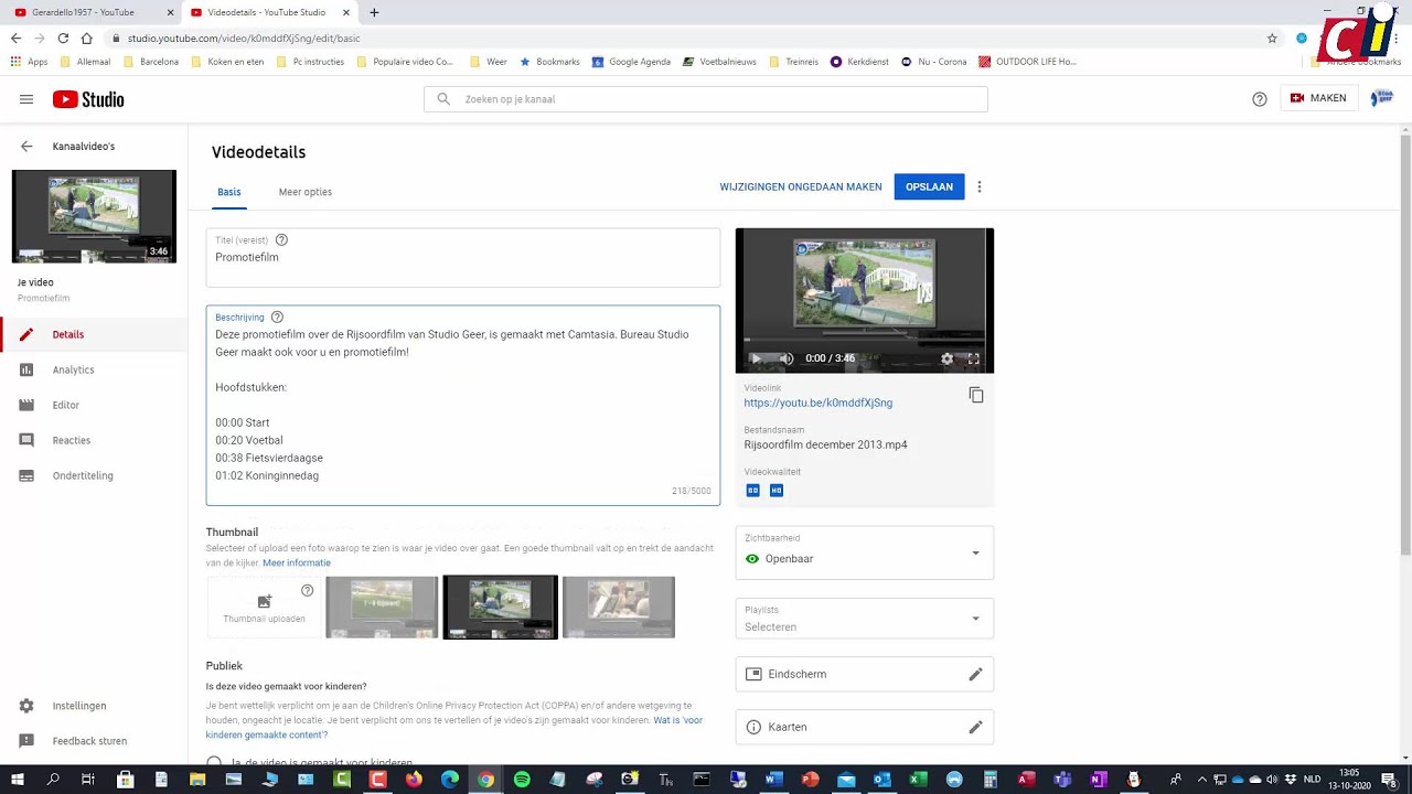 Hoofdstukken maken in YouTube video’s