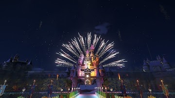 Night time spectacular Planet coaster fireworks Happily Ever After