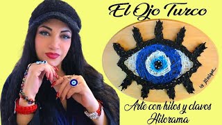 HILORAMA ARTE CON HILOS Y CLAVOS  OJO TURCO STRING ART EVIL EYE NAILS & STRING ART TUTORIAL ON WOOD.