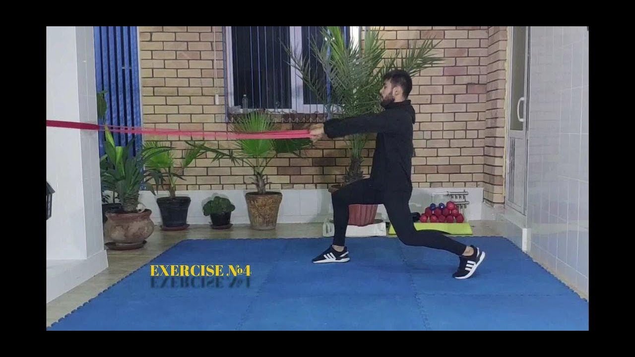 Home training! Karate technical training with elastic resistance bands