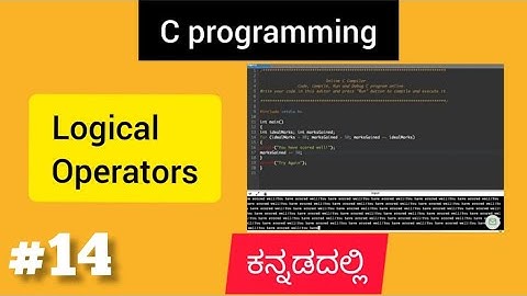 C Programming in kannada || Logical Operators  in c || R U ready to study
