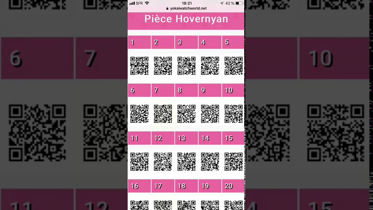 15 qr codes pour chaque pièce de Nyan dans Yokai watch blaster