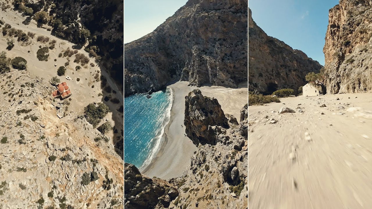 Αγιοφάραγγο στην Νότια Κρήτη με το άγριο τοπίο και την μαγευτική παραλία #crete #fpv #Drone