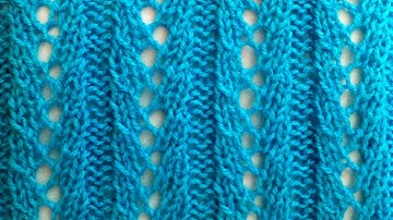 Ажурный узор полосы косички. Вязание спицами. Openwork pattern of a band of pigtail knitting needles