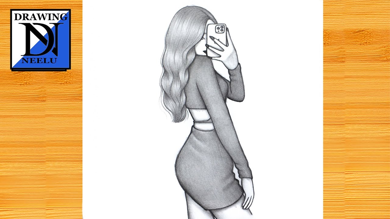 How to Draw a Girl Taking a Selfie With iPhone📱|| Pencil Sketch for Beginners || Girl Drawings