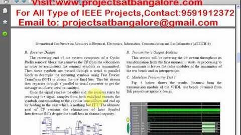 FPGA for Multi Input Multi Output Orthogonal Frequency Division Multiplexing | Projects at Bangalore