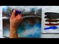 Winter Lake | Landscape Art | Easy Painting for Beginners | Oval Brush Painting Techniques