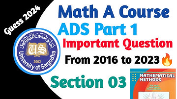 Math A Course BSC ADS Part 1 | Imp Questions 🔥🔴| 8 years Past Papers | UOS