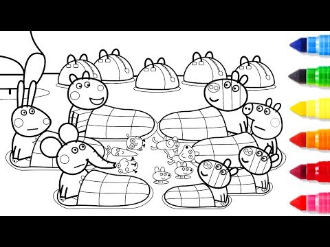 wheels-on-the-bus-|-peppa-pig-friends-together-coloring-pages-book-learning-drawing-videos-for-kids