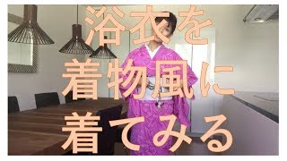 着物コーディネート帳 No.5 ポリの浴衣を着物風に着てみる。Wear a yukata as a kimono