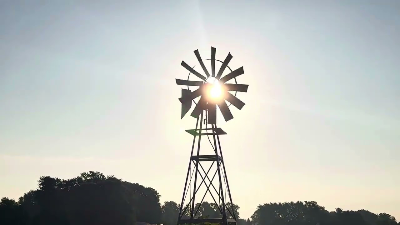 Ohio windmill sunrise 🌄 real time & sounds, 1 August 2024