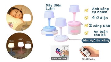 Đèn ngủ để bàn đa năng kiêm ổ cắm điện thông minh có 2 cổng sạc USB và 4 ổ cắm điện chịu tải 2500W