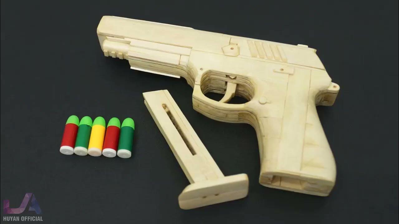 How to make a Popsicle stick Gun that shoots GLOCK 18 YouTube