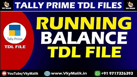 Running Balance TDL File in Tally Prime | Tally Prime Free TDL Download | Tally Prime TDL