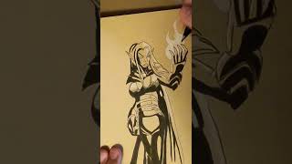 Dark Elven Sorceress | Ink and Marker Drawing #art #fantasyart #shorts Dark Elven Sorceress | Ink and Marker Drawing #art #fantasyart #shorts