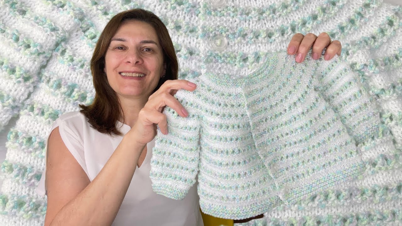 CASAQUINHO DE TRICÔ PARA BEBÊ BRANCO E MESCLADINHO
