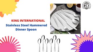 King International Stainless Steel Hammered Dinner Spoon Set for Kitchen 12 Pcs