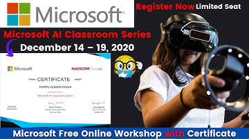 Microsoft AI Classroom Free Online Workshop with NASSCOM, Github verified Certificate December  2020
