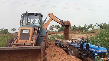 JCB CASE 770 Backhole loading mud in Sonalika tractor video Day-02 || SRIKANTH PS