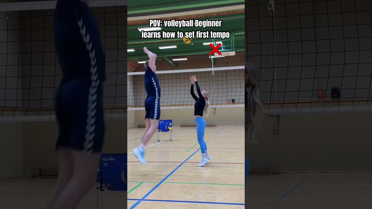 Volleyball Beginner Learns How To Set First Tempo