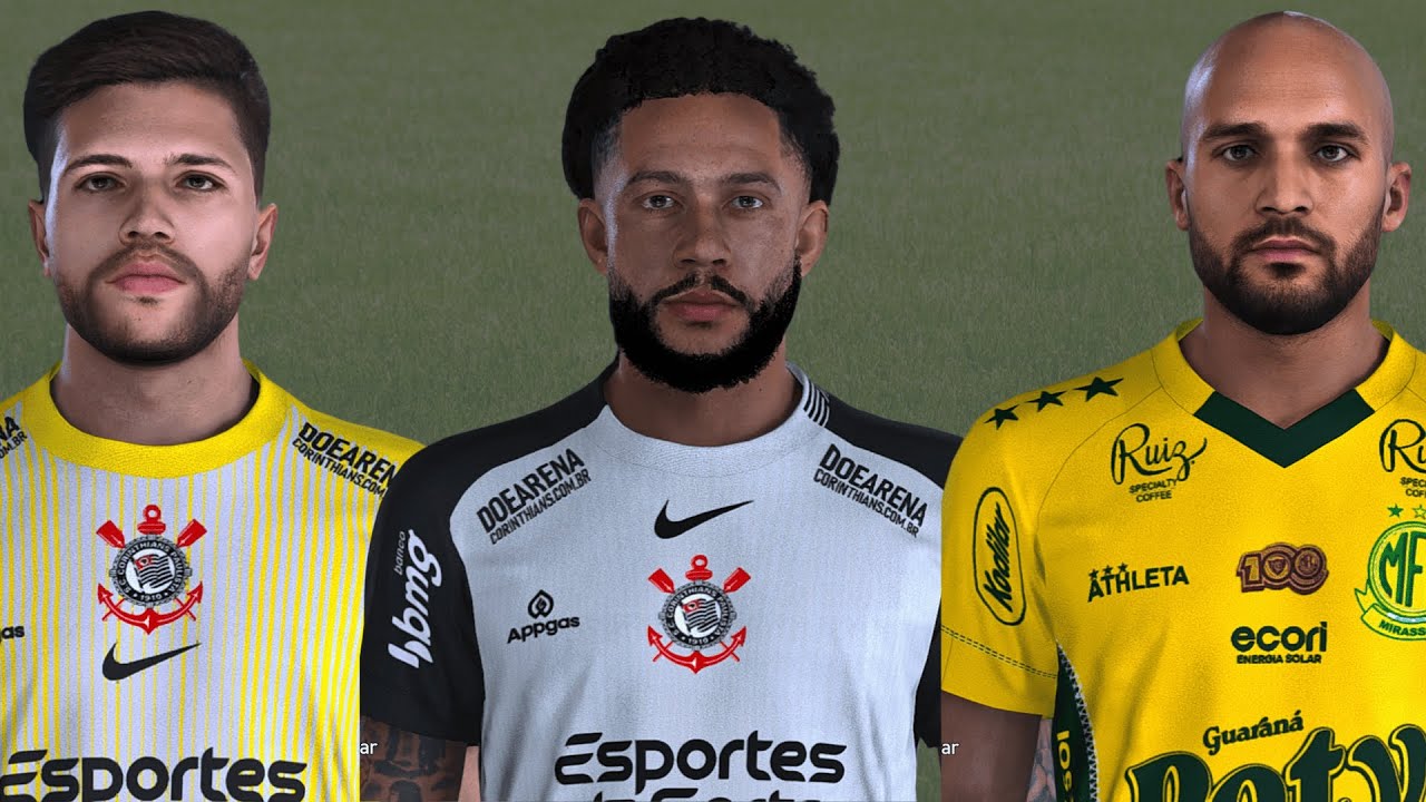 Маска для лица + татуировки | BR V91 Фелипе Лонго, Мемфис Депай и Жоау Виктор | ПЕС 21 ПК