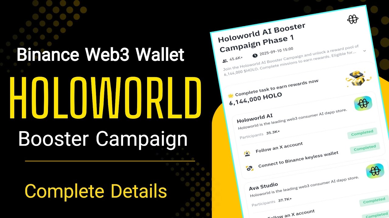 Binance HOLOWORLD Booster Campaign | Holoworld Ai Phase 1 Details - YouTube