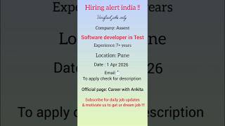 Hiring for software developer in Test / Career with Ankita #hiring #youtubeshorts #viral #jobsearch