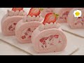 Strawberry Angel Cake Roll 草莓白巧克力天使蛋糕卷 Gâteau des anges roulé aux fraises