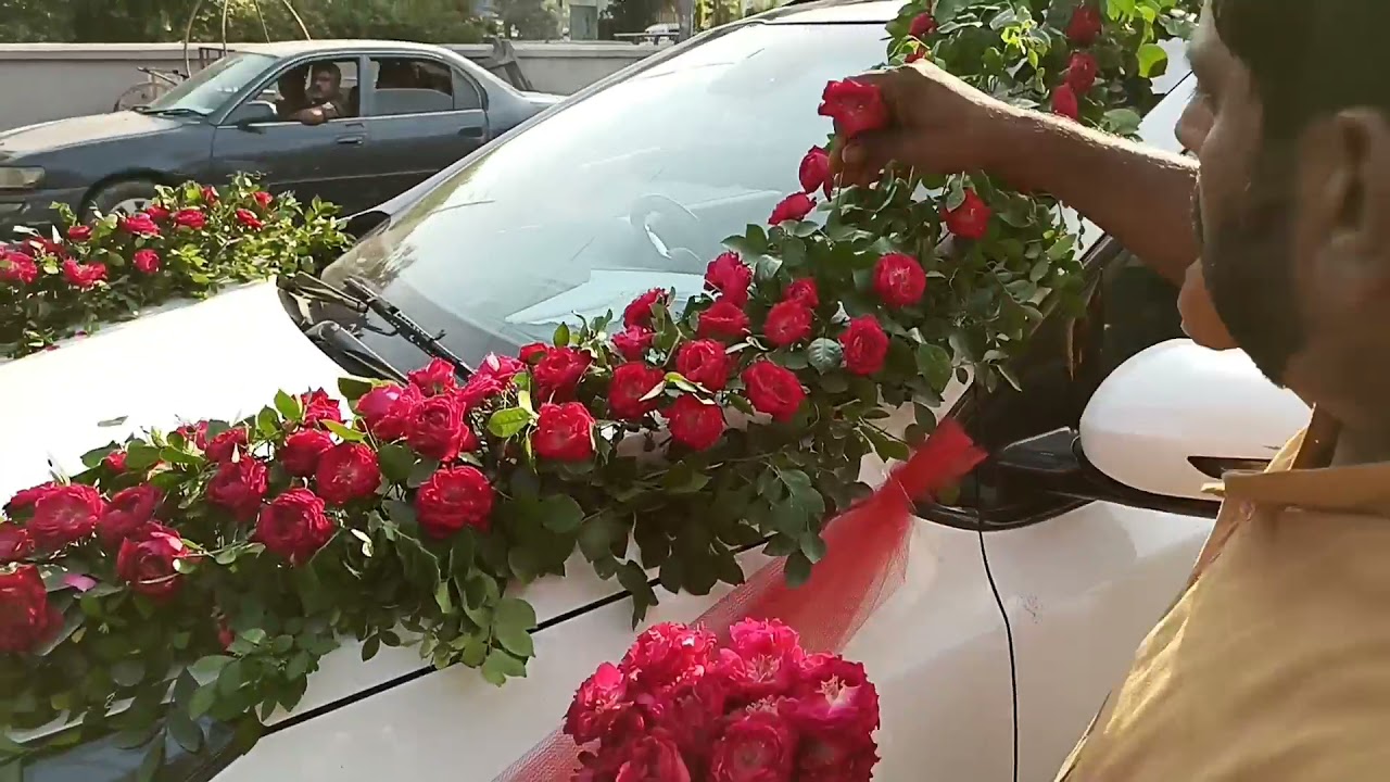 how to make flower car decoration 