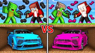 JJ and Mikey vs GIRLS Underground CAR Battle (Maizen & Minecraft)