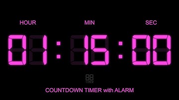 1 Hour 15 Minute Countdown Timer with Alarm Start and Finish time , glowing Digital Clock Timer Free
